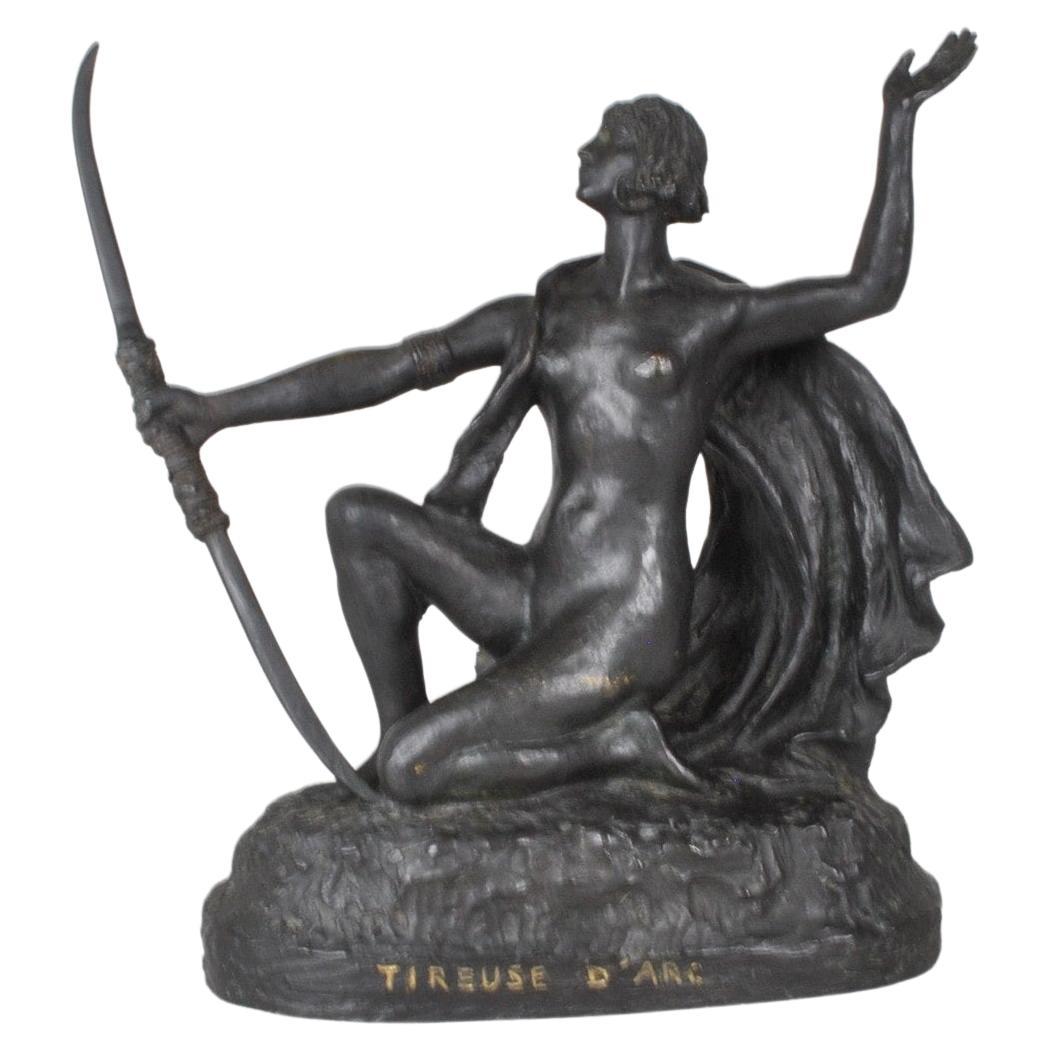 E l'Hoest, Archery, Orientalist Bronze Signed, XIXth Century For Sale