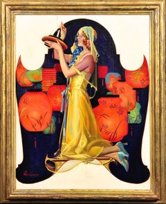 Woman Kneeling With Japanese Lanterns