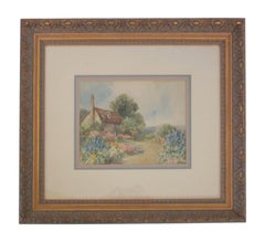 E. M. Miller, Pintura enmarcada de una cabaña con techo de paja, Reino Unido,  Principios del siglo XX