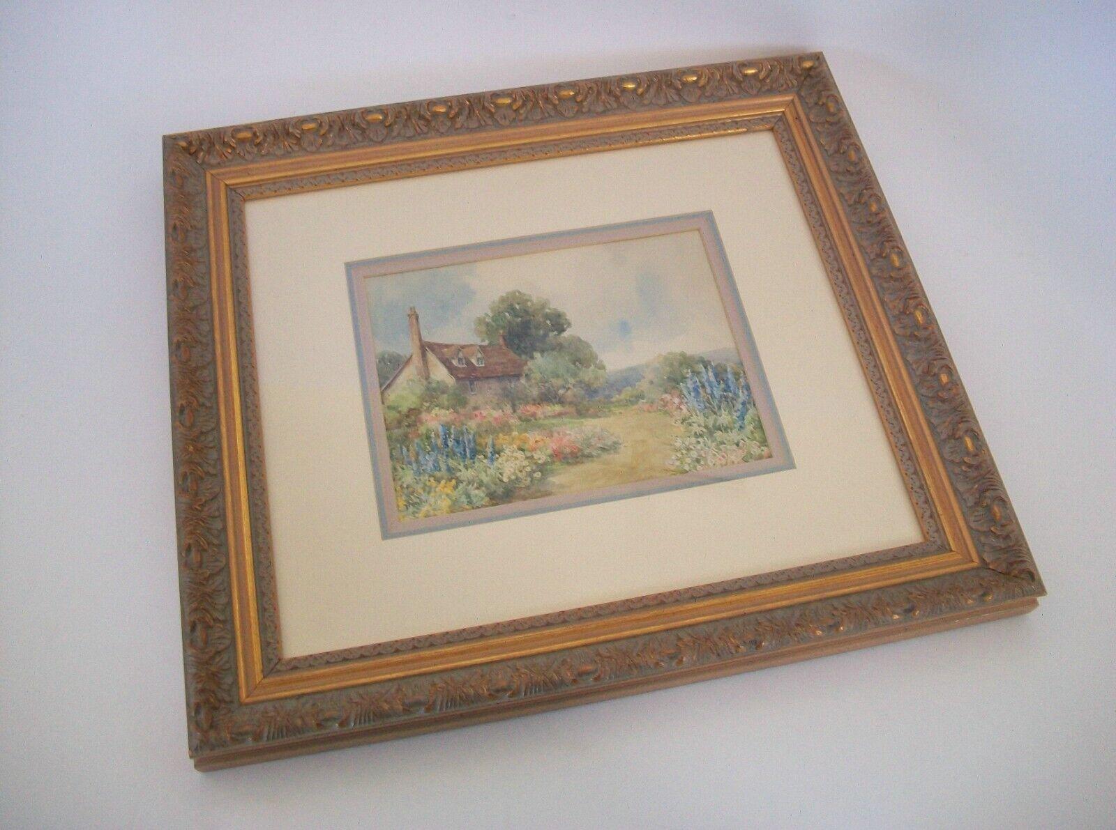E. M. Miller, Framed Thatched Cottage W/C Painting, U. K.,  Early 20th Century In Good Condition For Sale In Chatham, ON