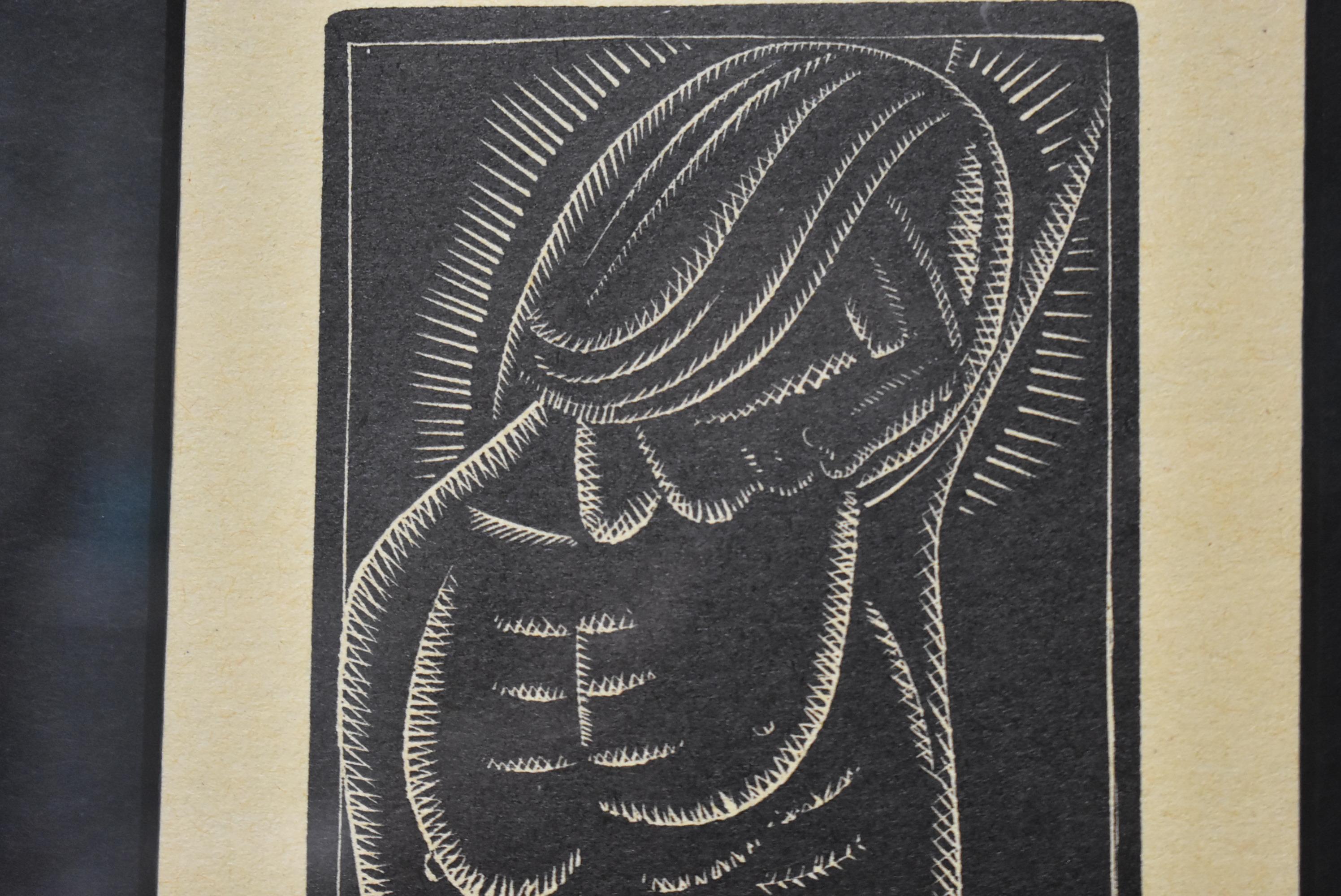 North American E. M. Washington Wood Block Print Male Nude, 1935