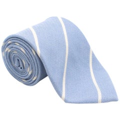 E. Marinella Blue Striped Cashmere Tie