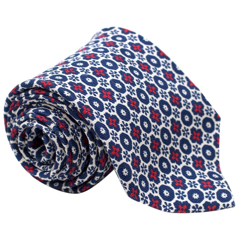 E. Marinella Geometric Floral Print Tie For Sale at 1stdibs