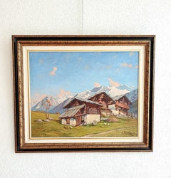 Paysage de montagne avec chalets