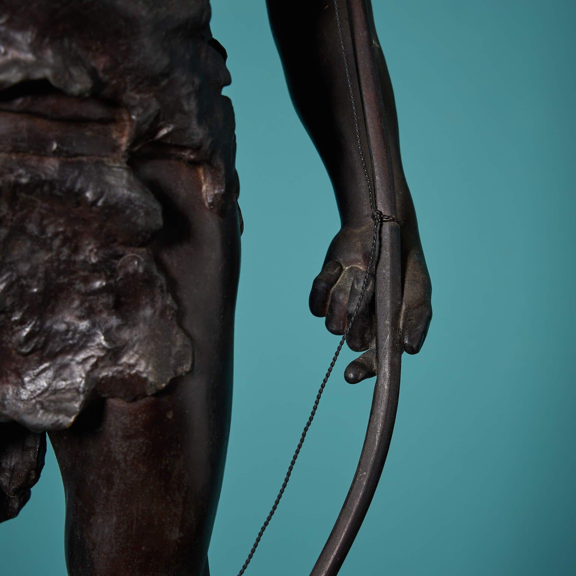 French E. Marioton (1857-1933) 'Vainquer' Bronze Figure on Marble Base For Sale