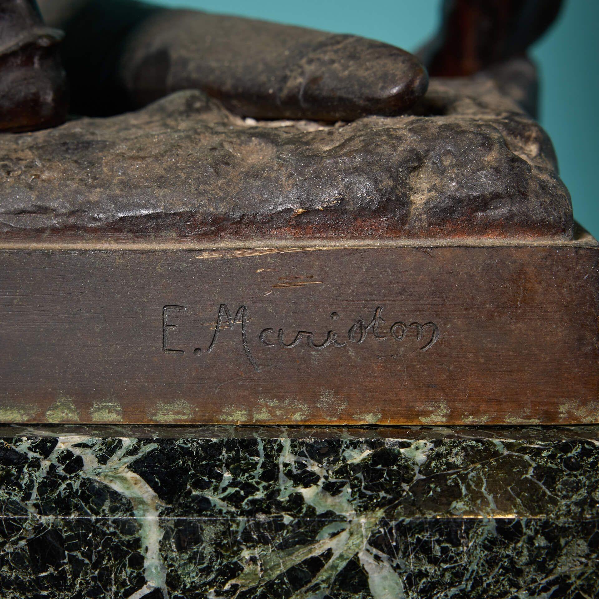 20th Century E. Marioton (1857-1933) 'Vainquer' Bronze Figure on Marble Base For Sale