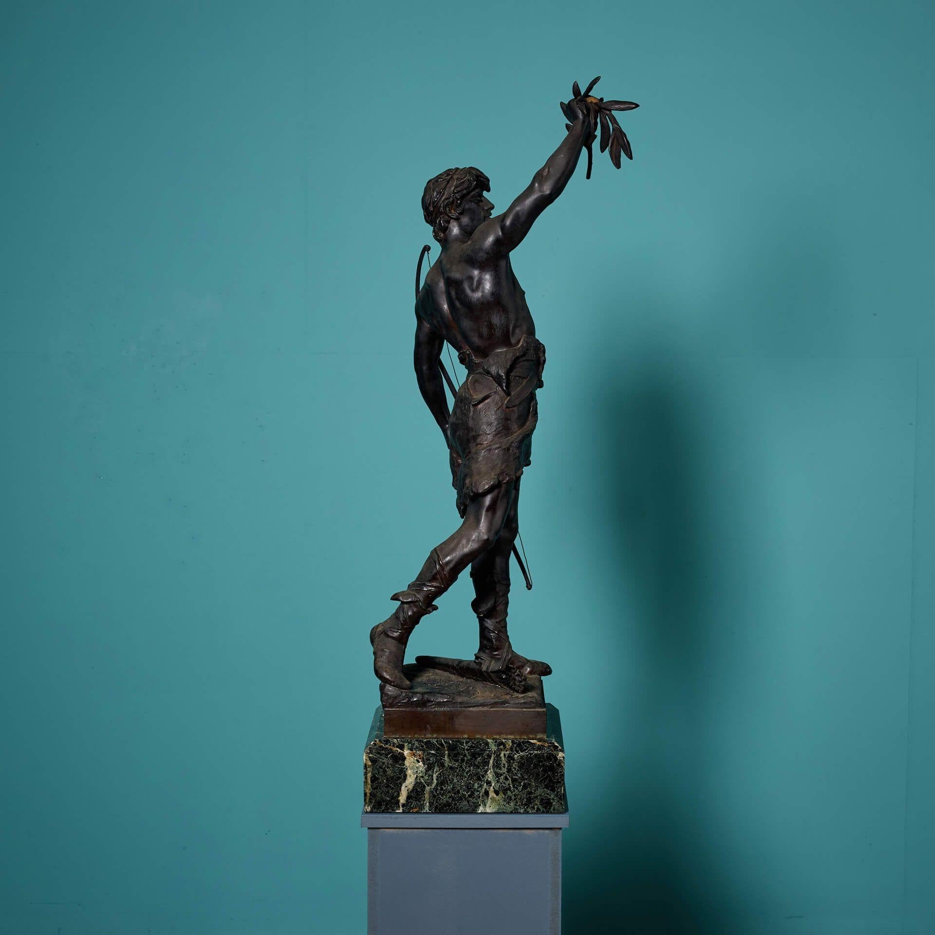 E. Marioton (1857-1933) 'Vainquer' Bronze Figure on Marble Base For Sale 2