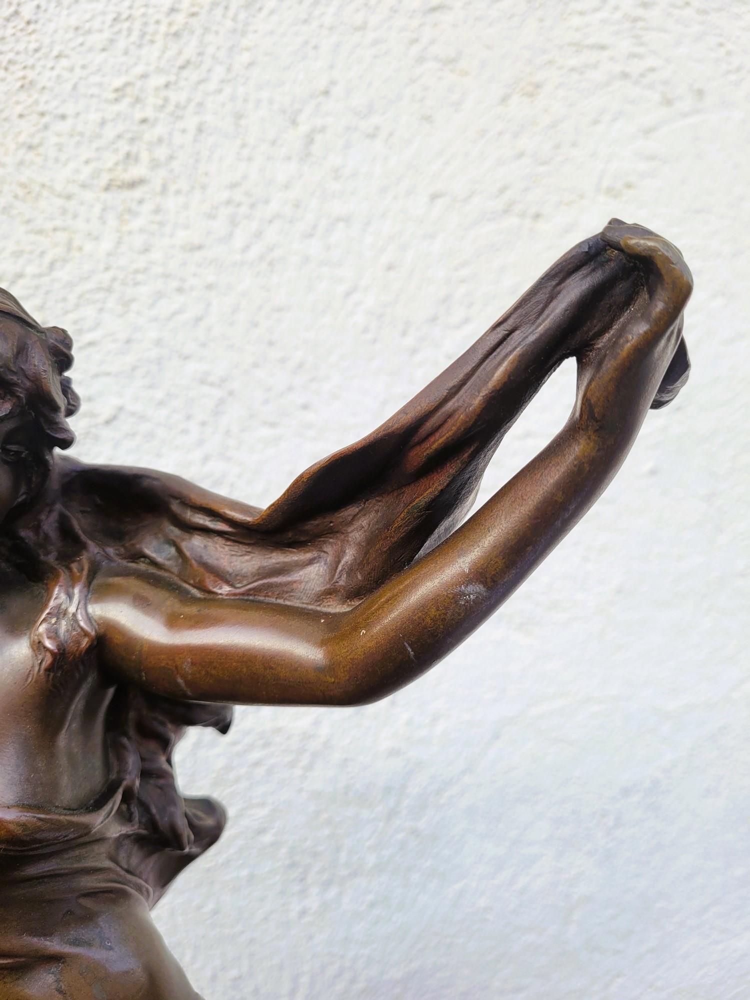 Art Nouveau E Marioton, Pompeian Dancer, Signed Bronze, Late 19th Early 20th Century For Sale