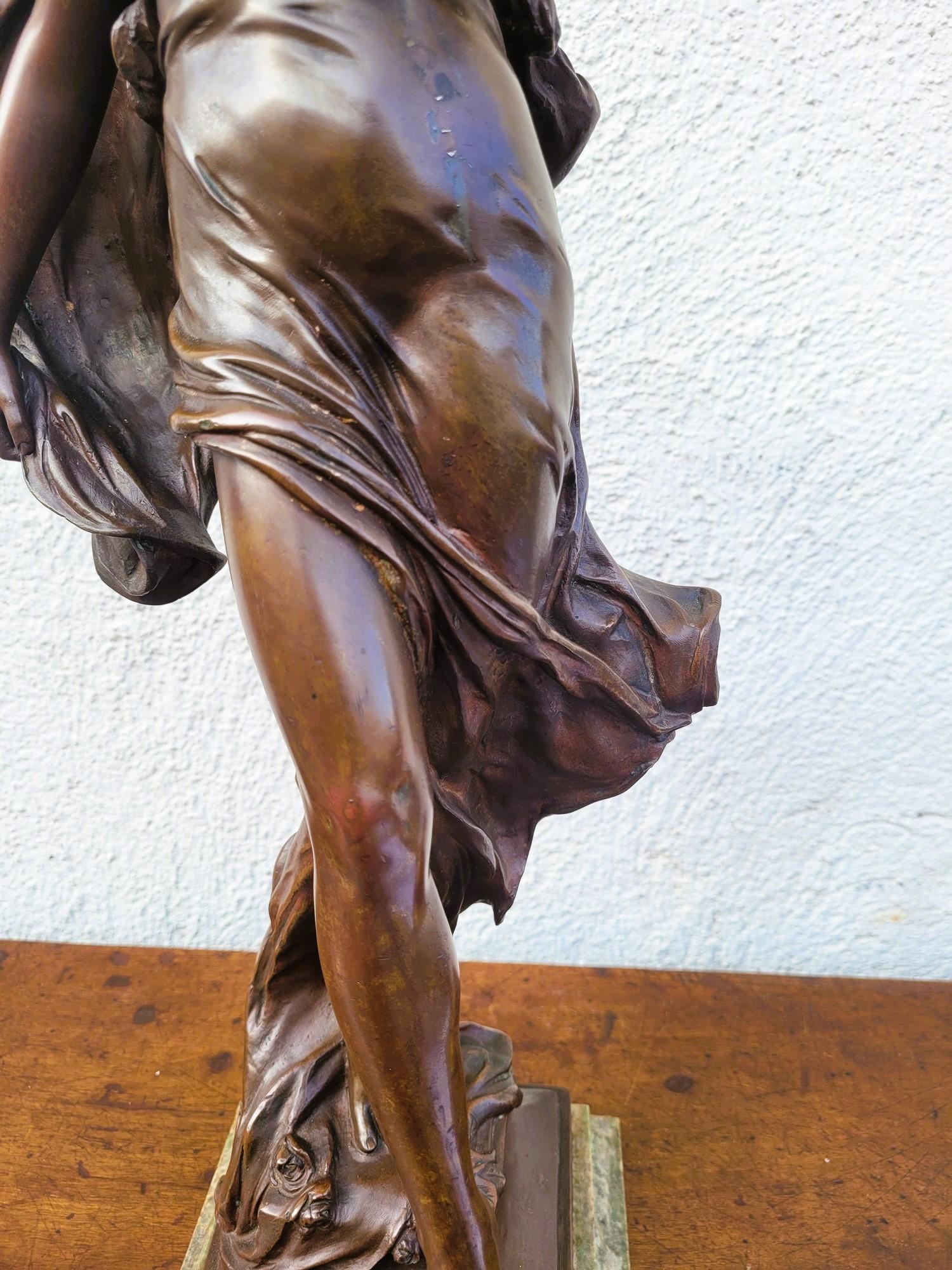 19th Century E Marioton, Pompeian Dancer, Signed Bronze, Late 19th Early 20th Century For Sale