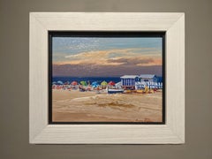 'Candy Parasols' Contemporary colourful beach landscape of parasols, sky & water