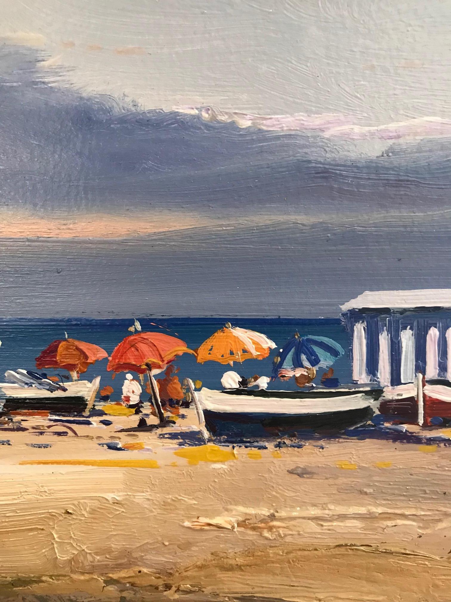 Una cálida y hermosa escena de playa contemporánea 