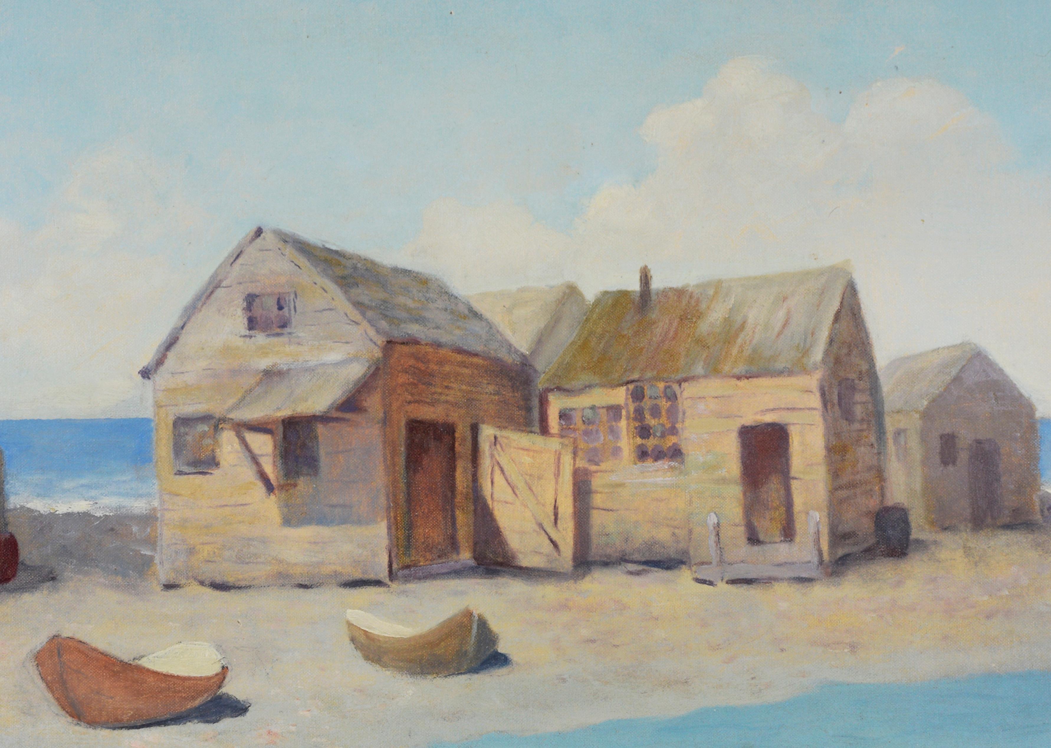 Die Outer Banks North Carolina - Fischerboote Öl auf Leinwand 1930er Jahre (Amerikanischer Impressionismus), Painting, von E. McNeir Lang