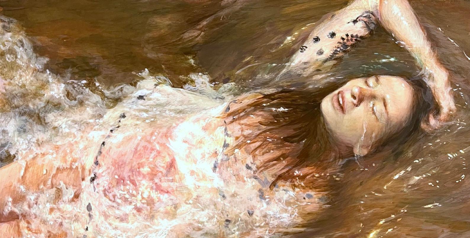 As the Days Wash   Over Me  Egg Tempera  12 x 24   Portraiture Finalist   PSA For Sale 1