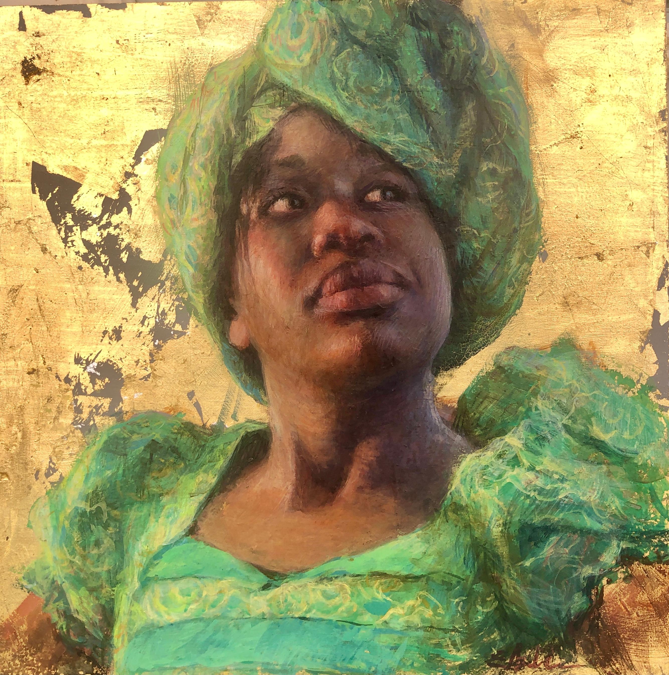 E. Melinda Morrison Figurative Painting - Young Dreams, egg tempera, 18 x18, Portraiture, Roya, Zimbabwe, Finalist PSA