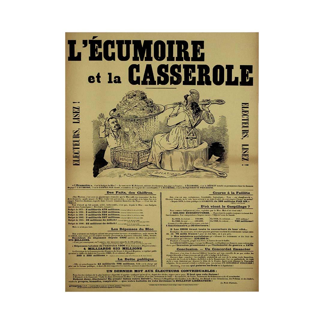 Circa 1908 political poster, illustrated by E. Millo L'écumoire et la casserole For Sale 3