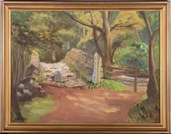 E. Morgan - 20th Century Oil, Woodland View with Bridge