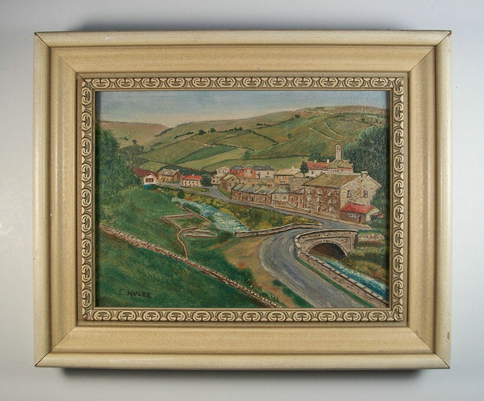 Hand-Painted E. MULBE - Vintage Gouache Painting on Panel - Signed - Framed - 20th Century For Sale