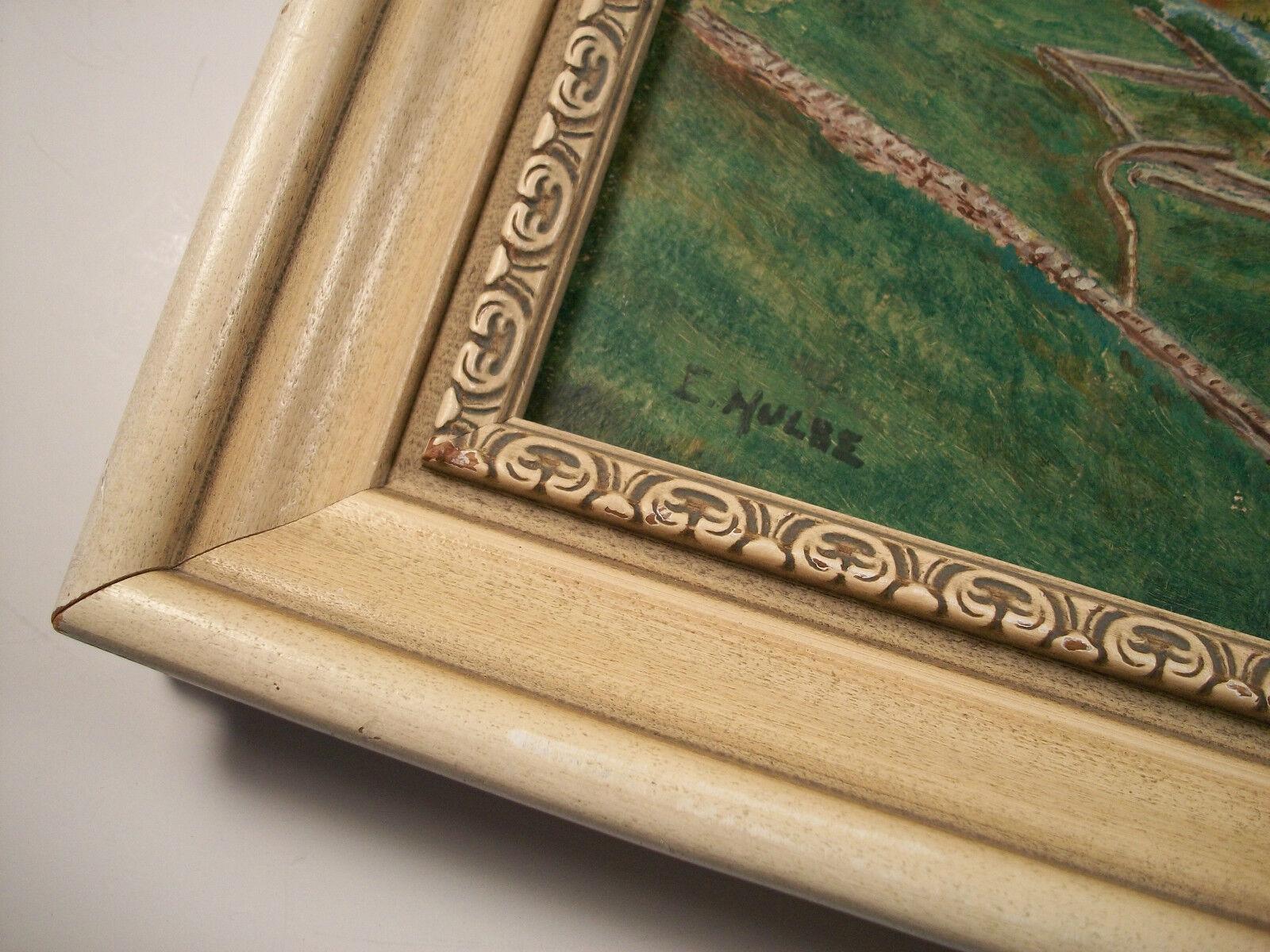 E. MULBE - Vintage Gouache-Gemälde auf Tafel - signiert - gerahmt - 20. Jahrhundert im Zustand „Gut“ im Angebot in Chatham, ON