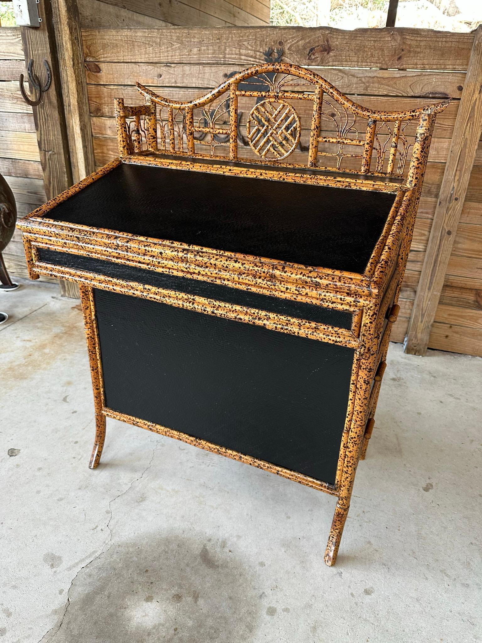 E Murio Manila Refinish Chippendale RTattan Slant Top Desk 4