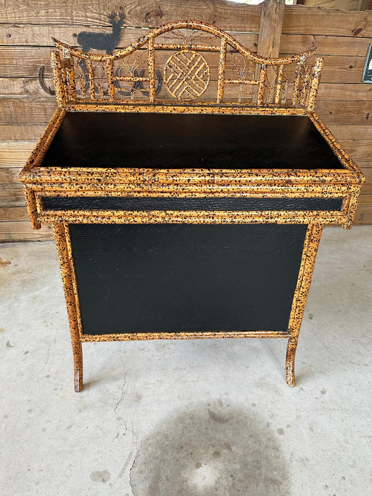 E Murio Manila Refinish Chippendale RTattan Slant Top Desk 5