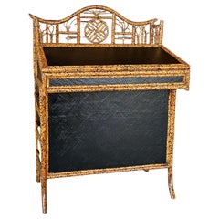 E Murio Manila Refinish Chippendale RTattan Slant Top Desk
