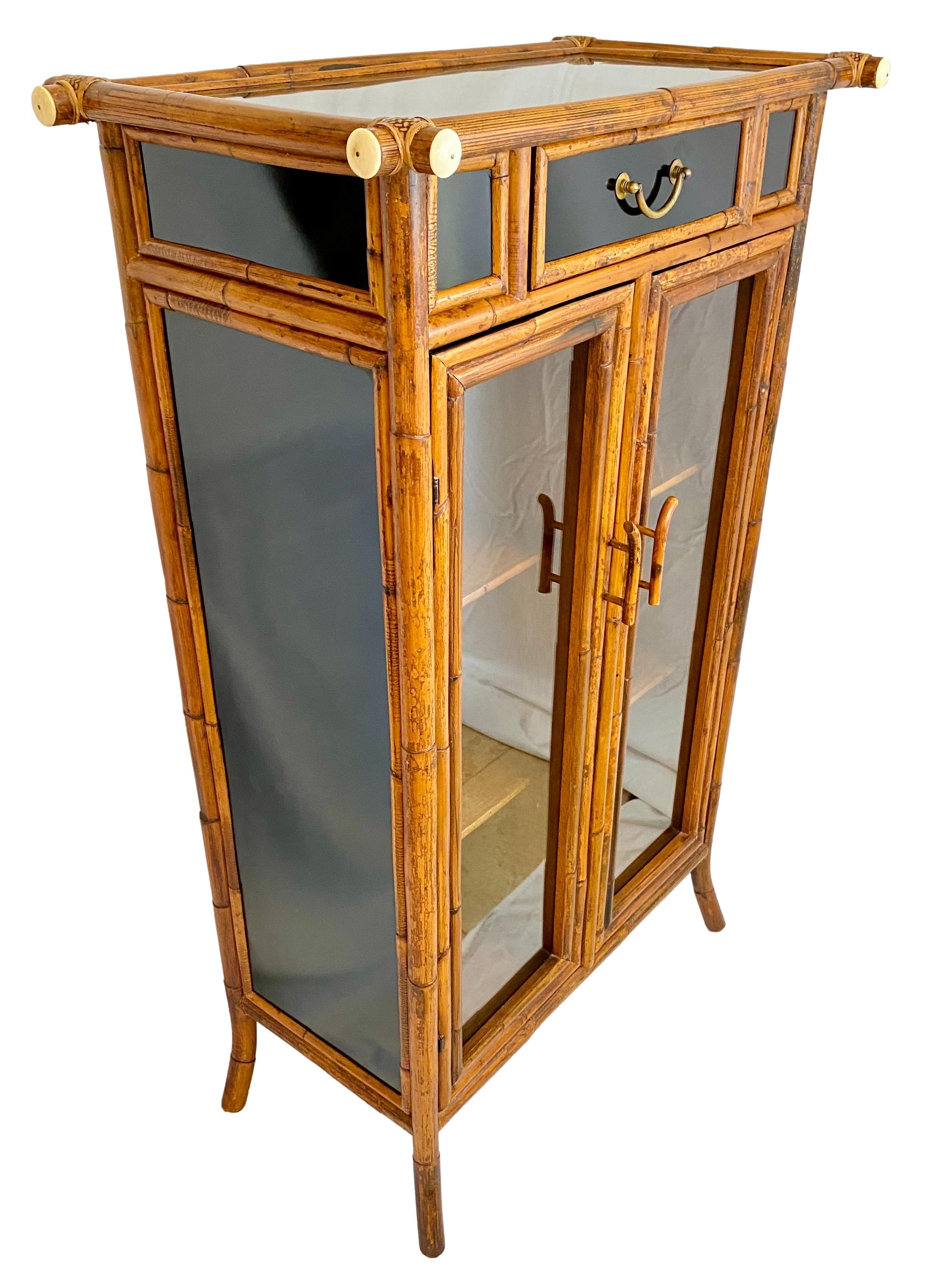 Philippine E. Murio Rattan & Lacquer Bookcase Display Cabinet