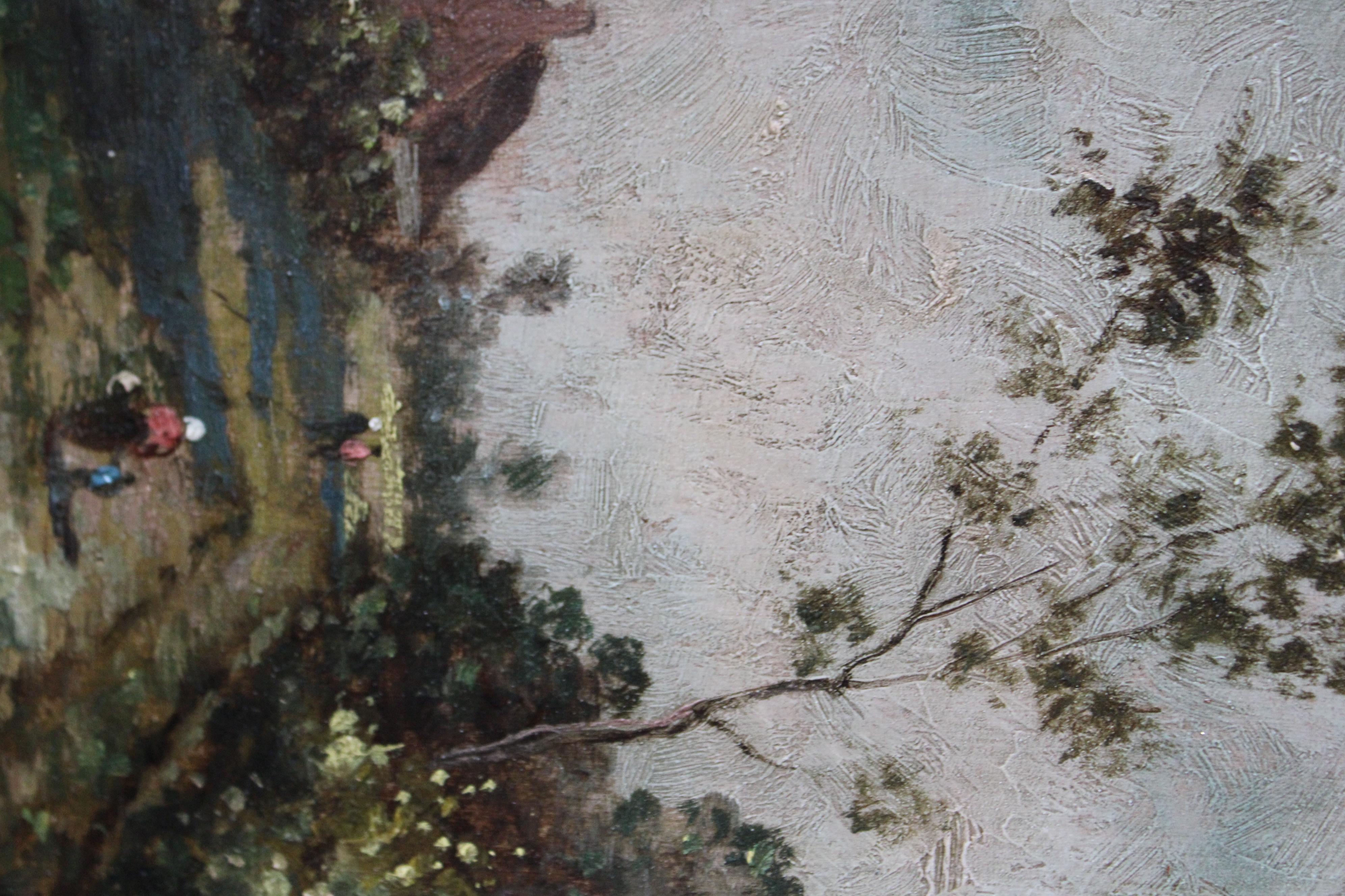 19th Century Antique French Landscape Oil Painting on Wood, French Barbizon 5