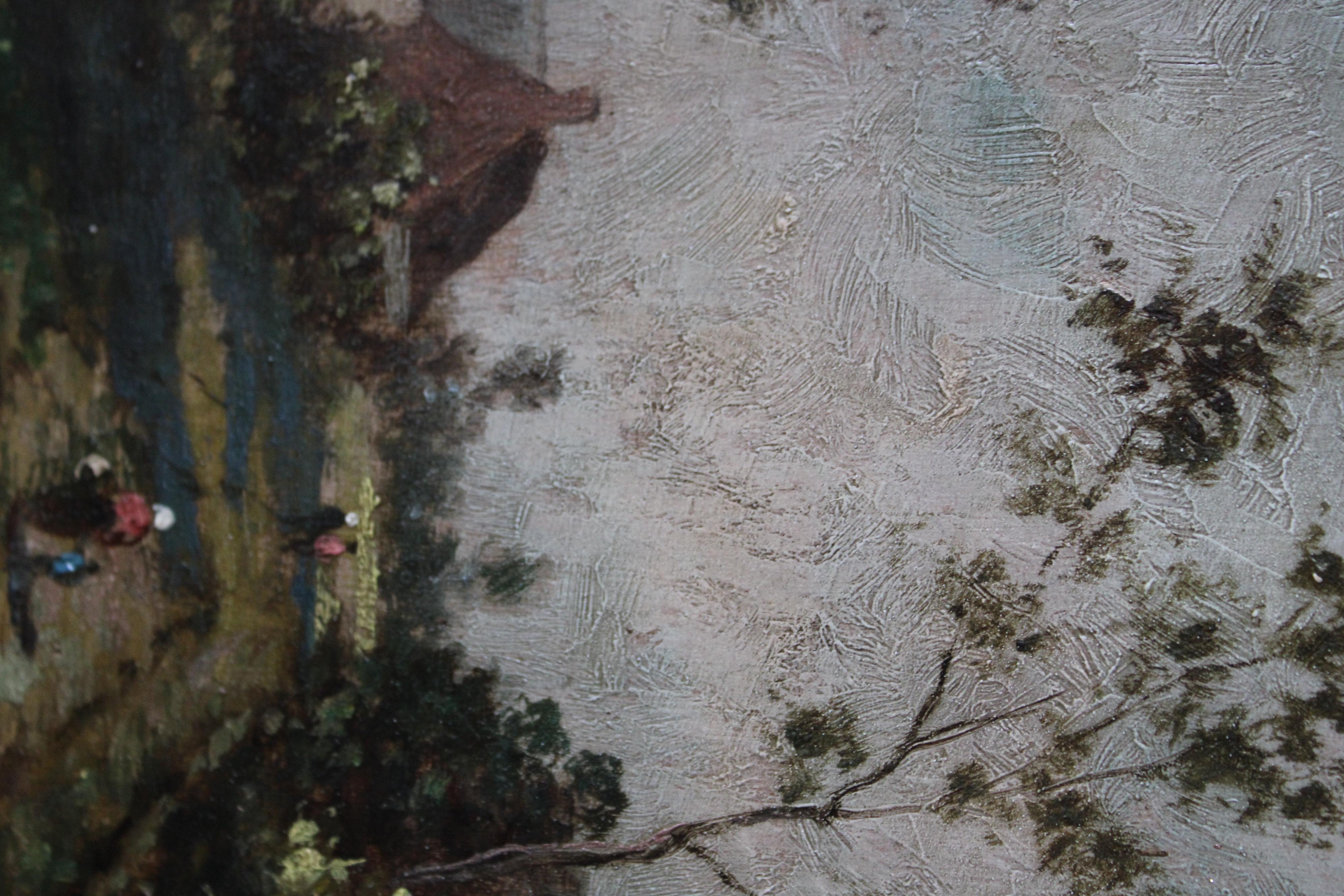 19th Century Antique French Landscape Oil Painting on Wood, French Barbizon 6