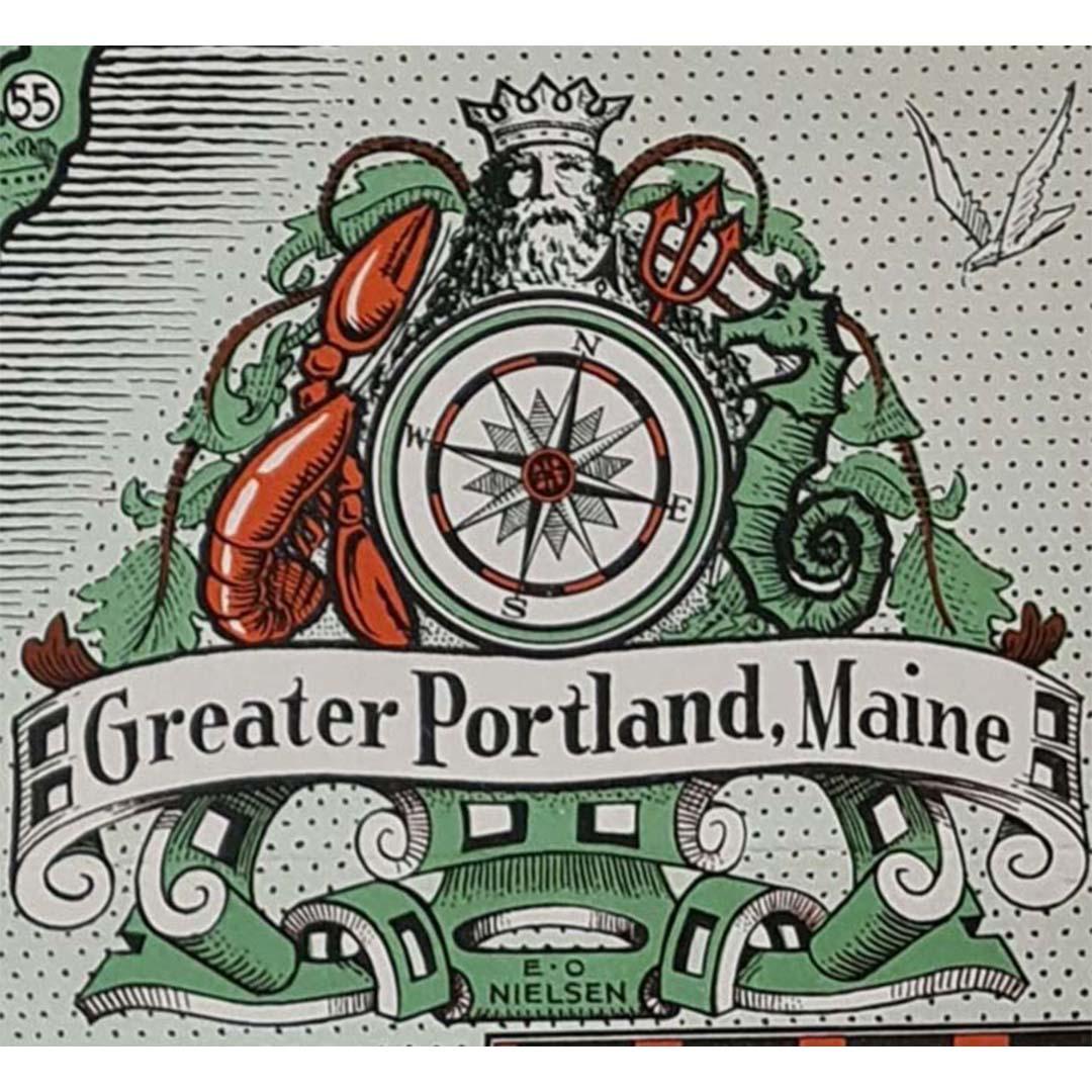 Original poster made in the 1950's of the Greater Portland Maine For Sale 1
