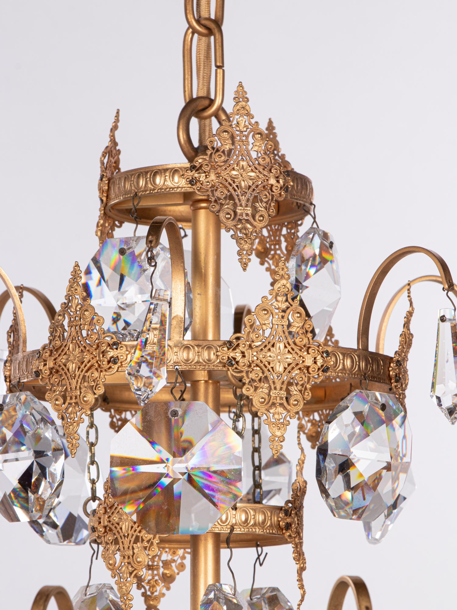 Ernst Palme Glamorous Jewel Swarovski Crystal & Gilt-Brass Chandelier, 1960s For Sale 2