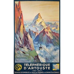 Vintage 1947 original travel poster by Paul Champseix for SNCF - Téléphérique d'Artouste