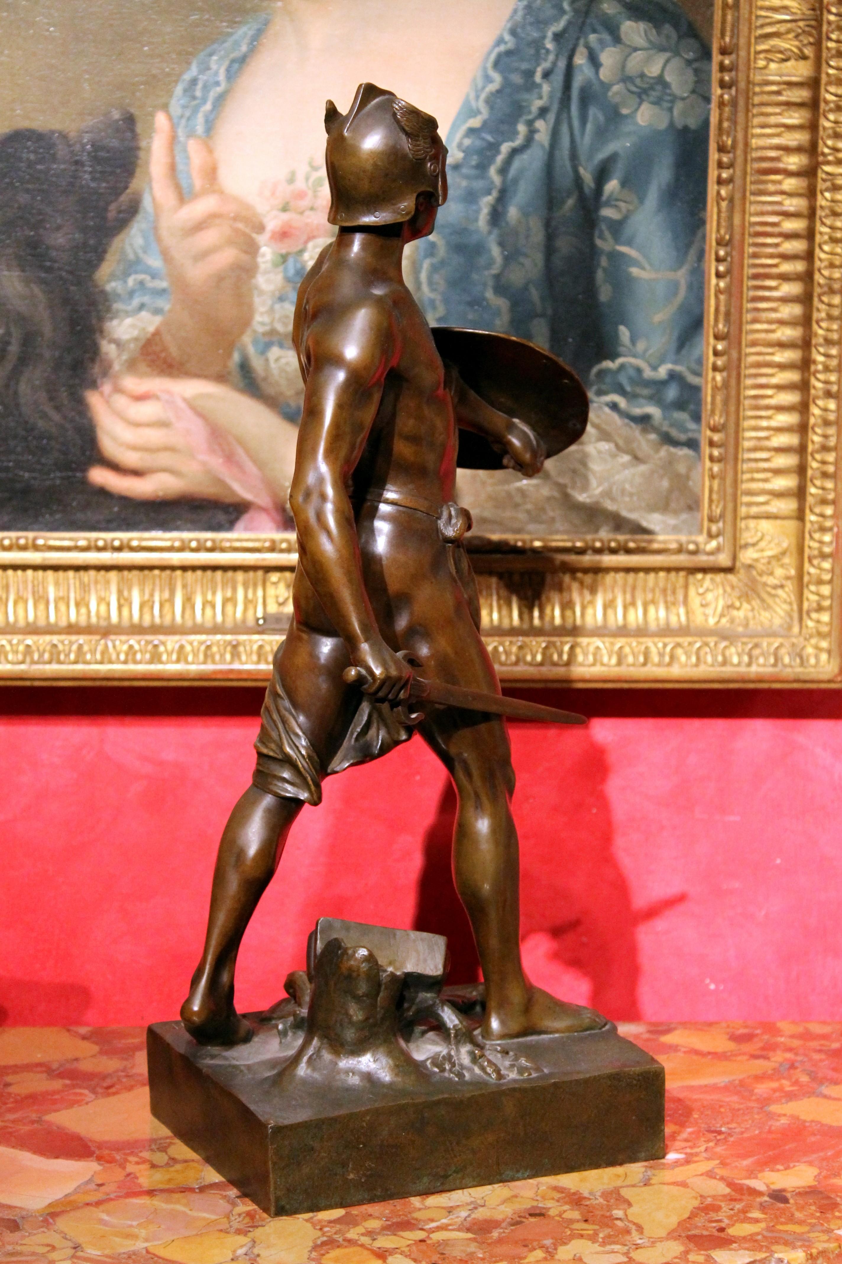 E. Picault 19th Century French Burnished Bronze Sculpture of a Gallic Warrior 5