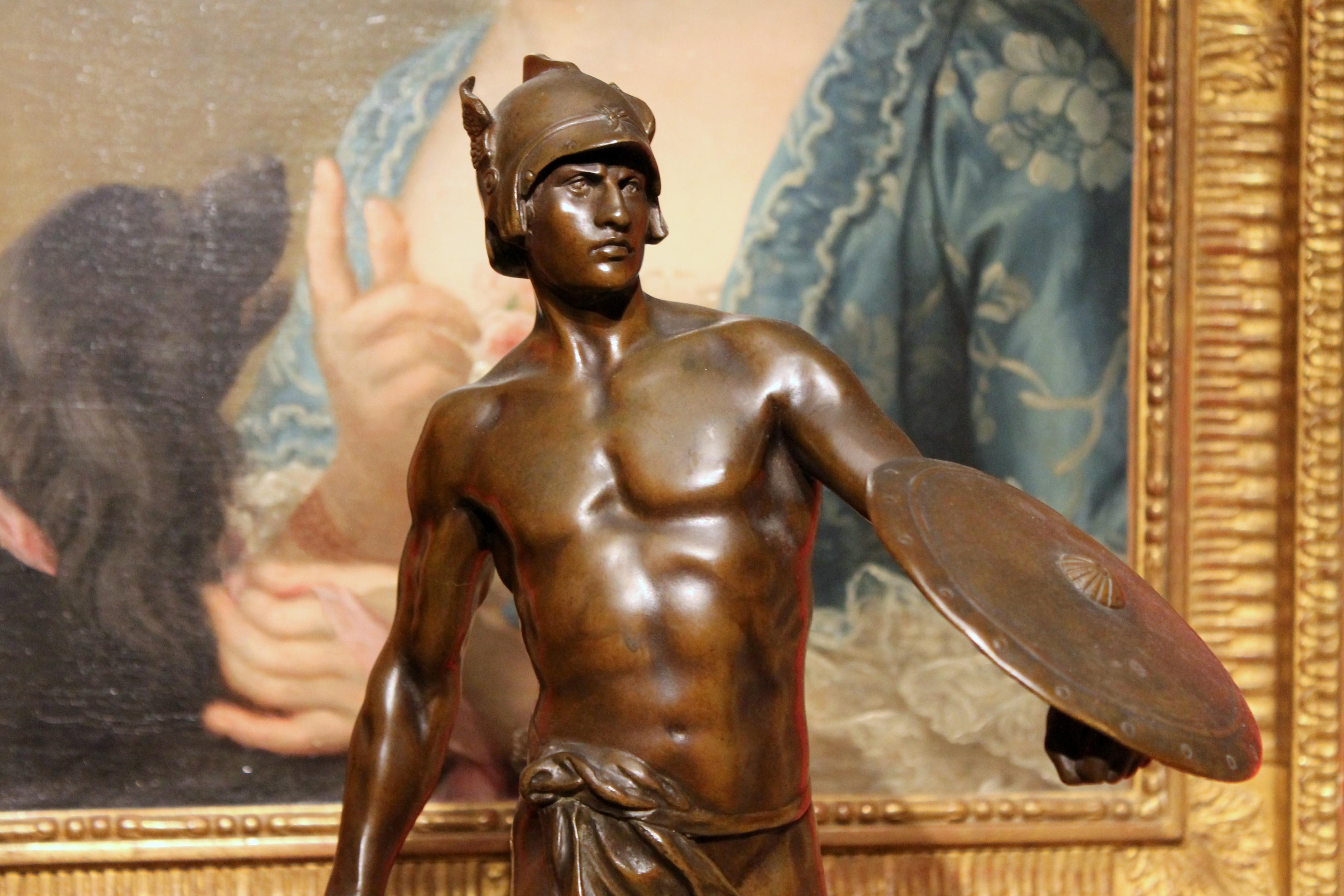 E. Picault 19th Century French Burnished Bronze Sculpture of a Gallic Warrior 15