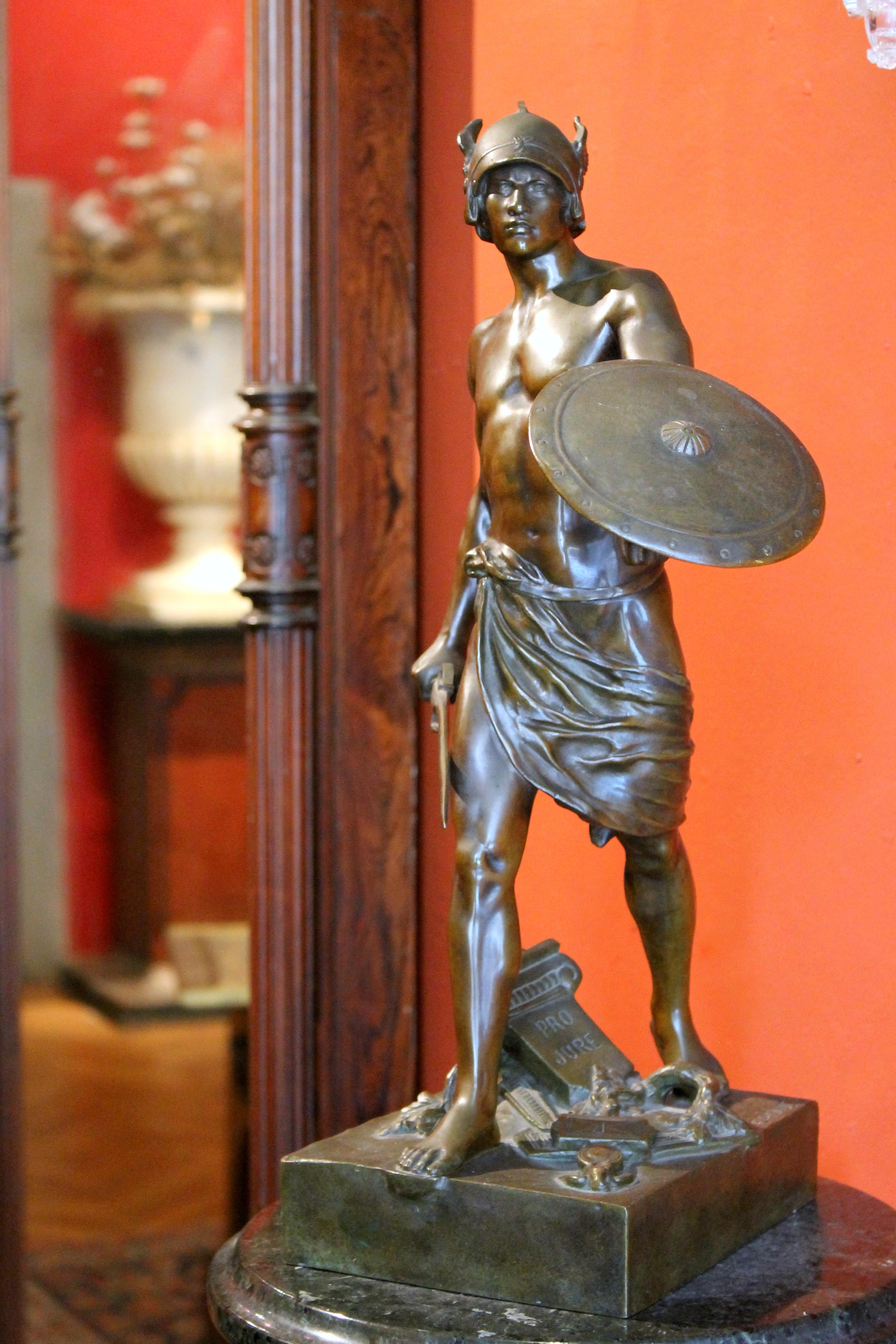 E. Picault 19th Century French Burnished Bronze Sculpture of a Gallic Warrior 1