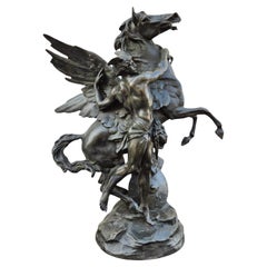 E Picault, Perseus oder die Geburt des Pegasus, signierte Skulptur, spätes 19. Jahrhundert