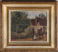 Antique E. Poate - Folk Art 1889 Oil, The Farmers Inn, Catherington
