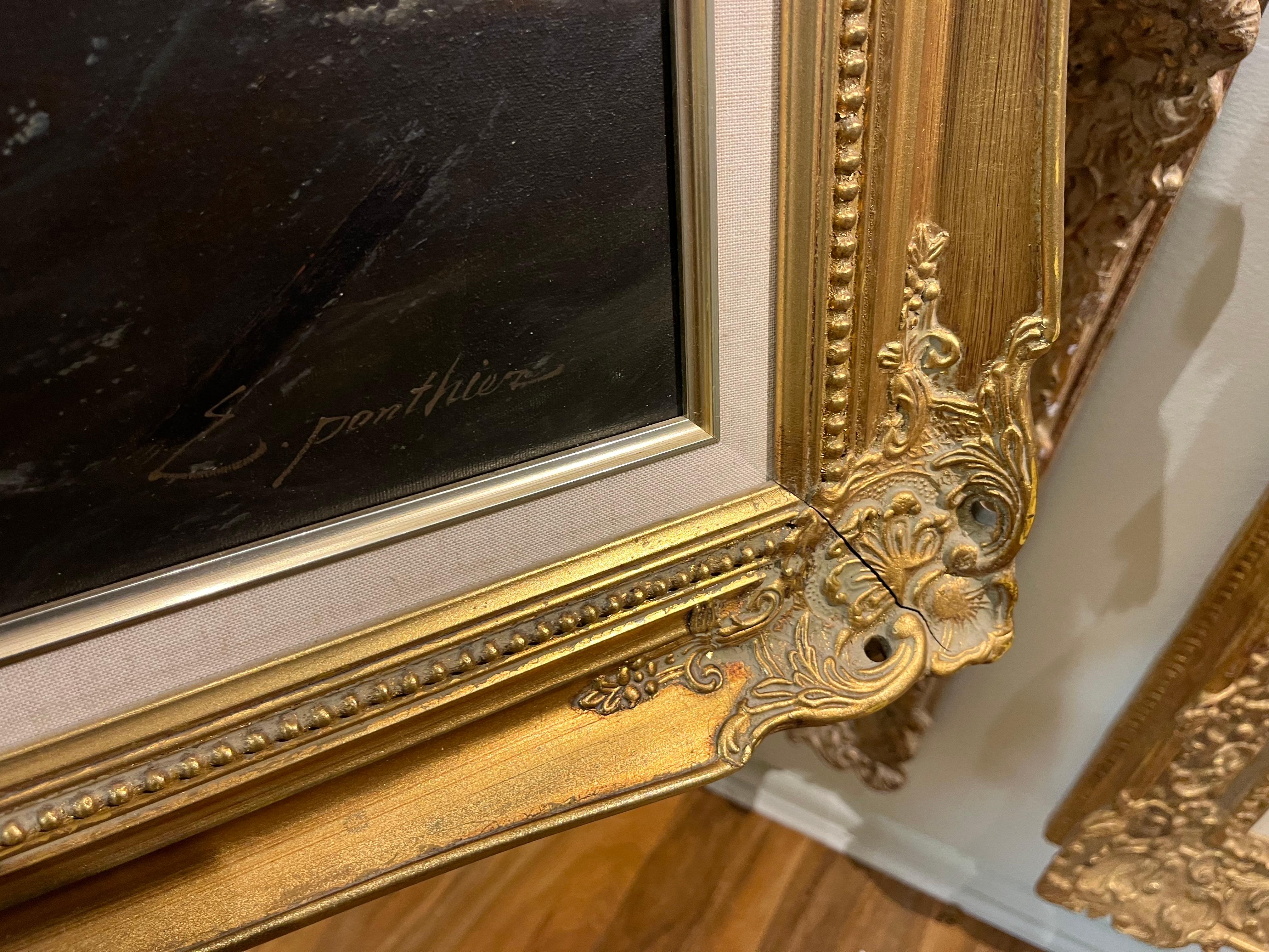 ENORME PINTURA AL ÓLEO DE BARCO MARÍTIMO Pieza maestra Siglo XX Bonito marco dorado dorado en venta 10