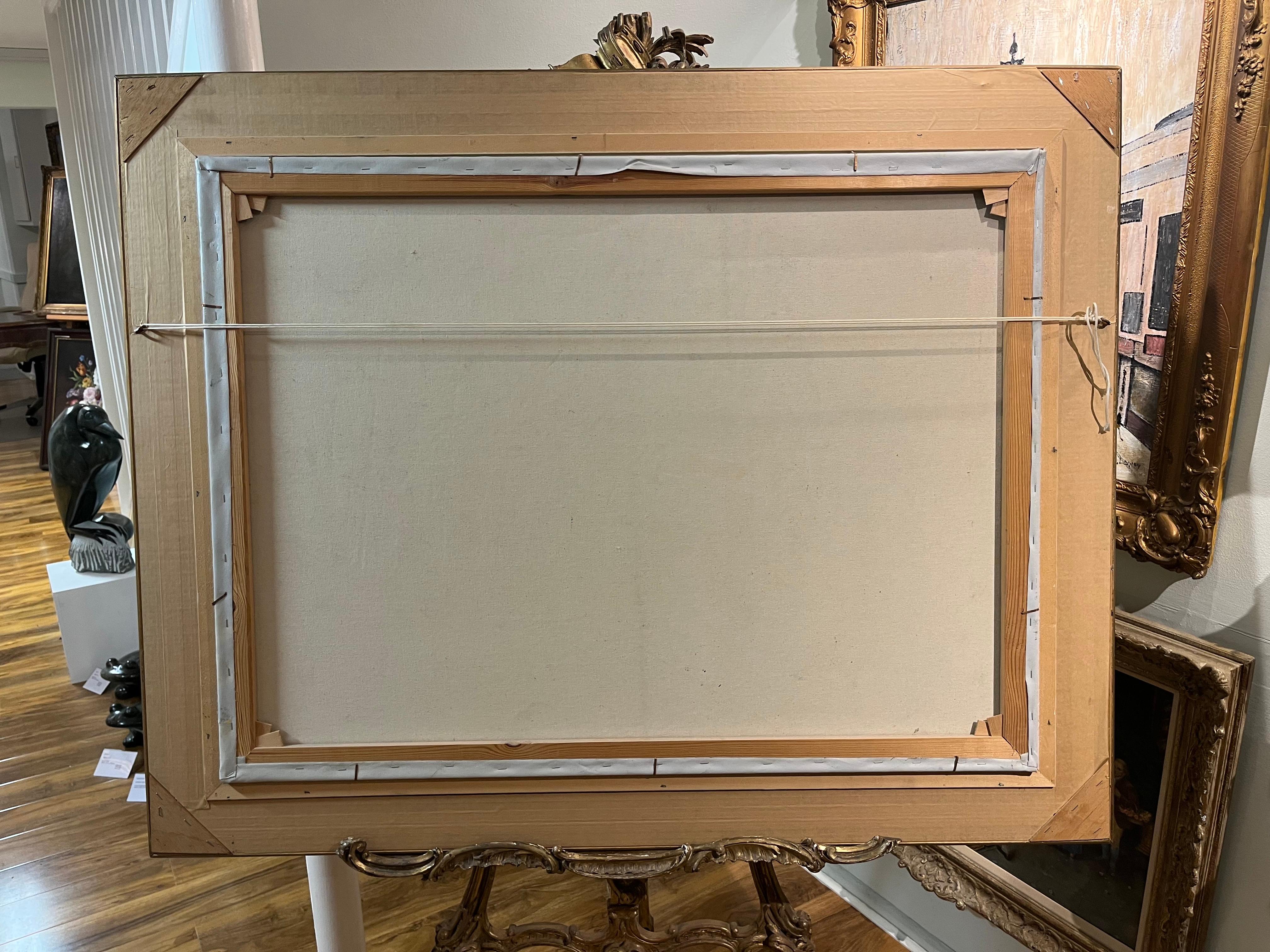 ENORME PINTURA AL ÓLEO DE BARCO MARÍTIMO Pieza maestra Siglo XX Bonito marco dorado dorado en venta 3