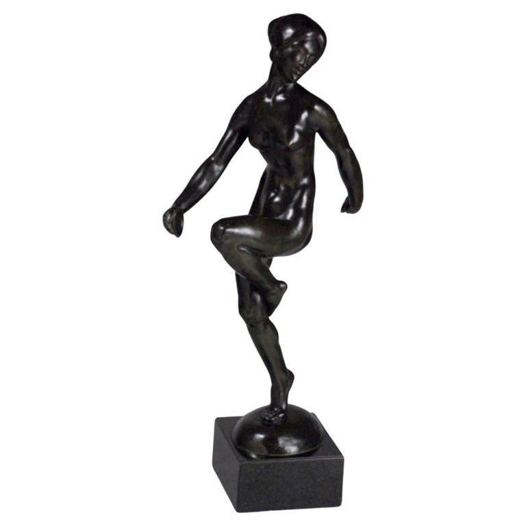 E. Popineau Cymbals Dancer Sculpture For Sale