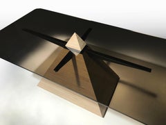 EÆ Pyramid Halo Coffee Table in Laminated Finland Birch Plywood and Black Glass