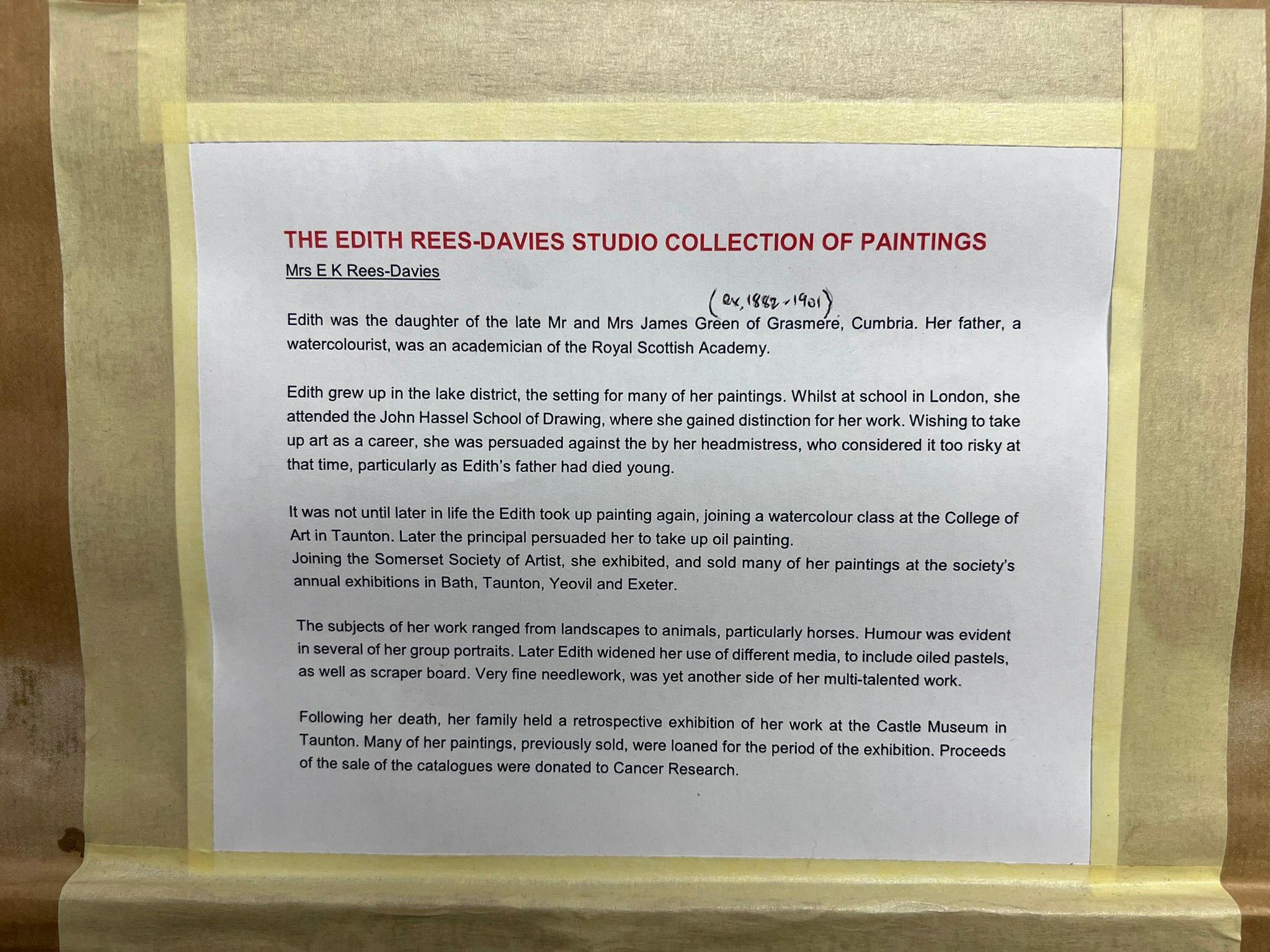 Peinture à l'huile d'art sportif britannique représentant des chevaux de chasse et des maisons détruisant un Brook 9