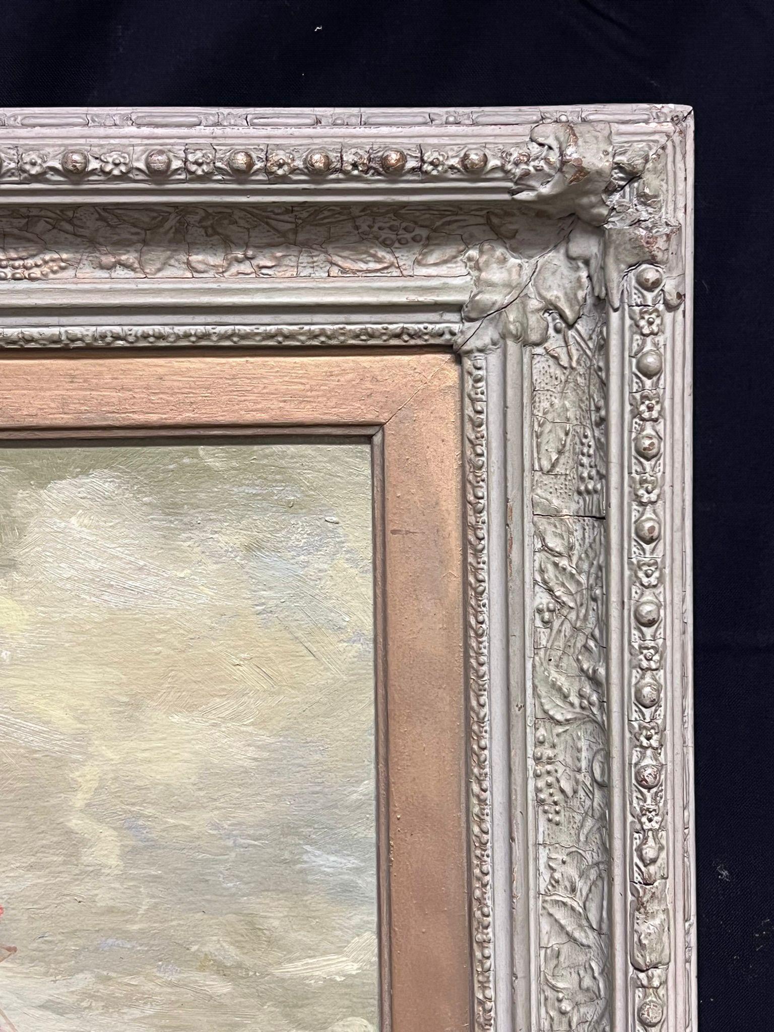 Peinture à l'huile d'art sportif britannique représentant des chevaux de chasse et des maisons détruisant un Brook - Impressionnisme Painting par E. Rees- Davies