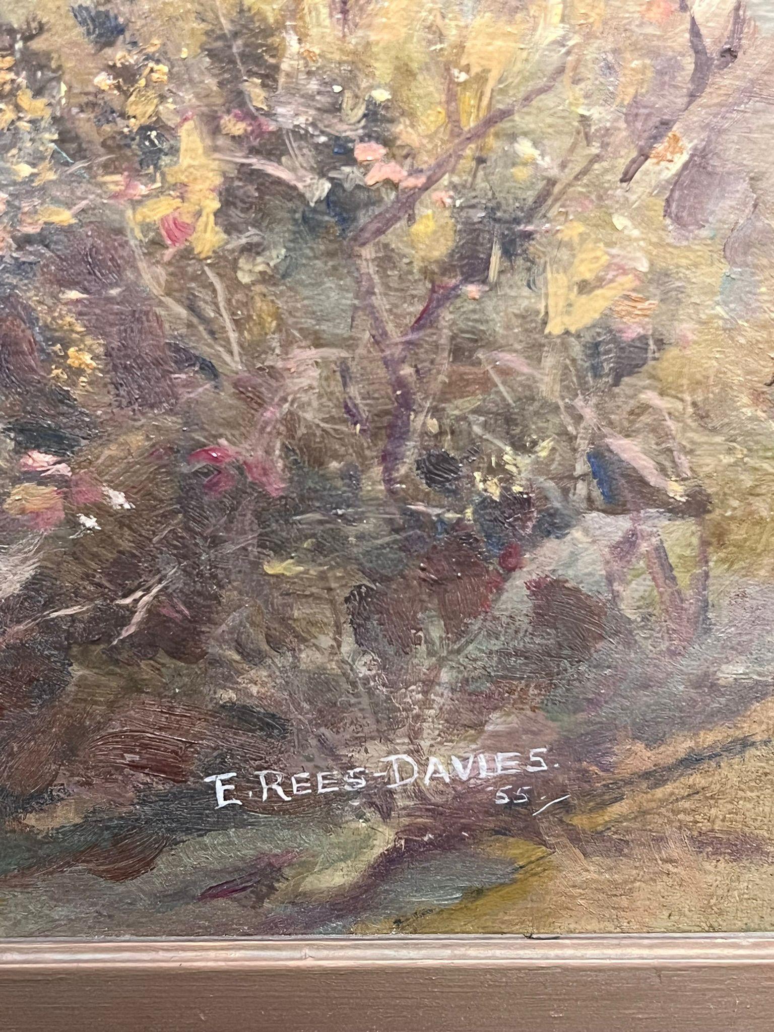 Peinture à l'huile d'art sportif britannique représentant des chevaux de chasse et des maisons détruisant un Brook 4