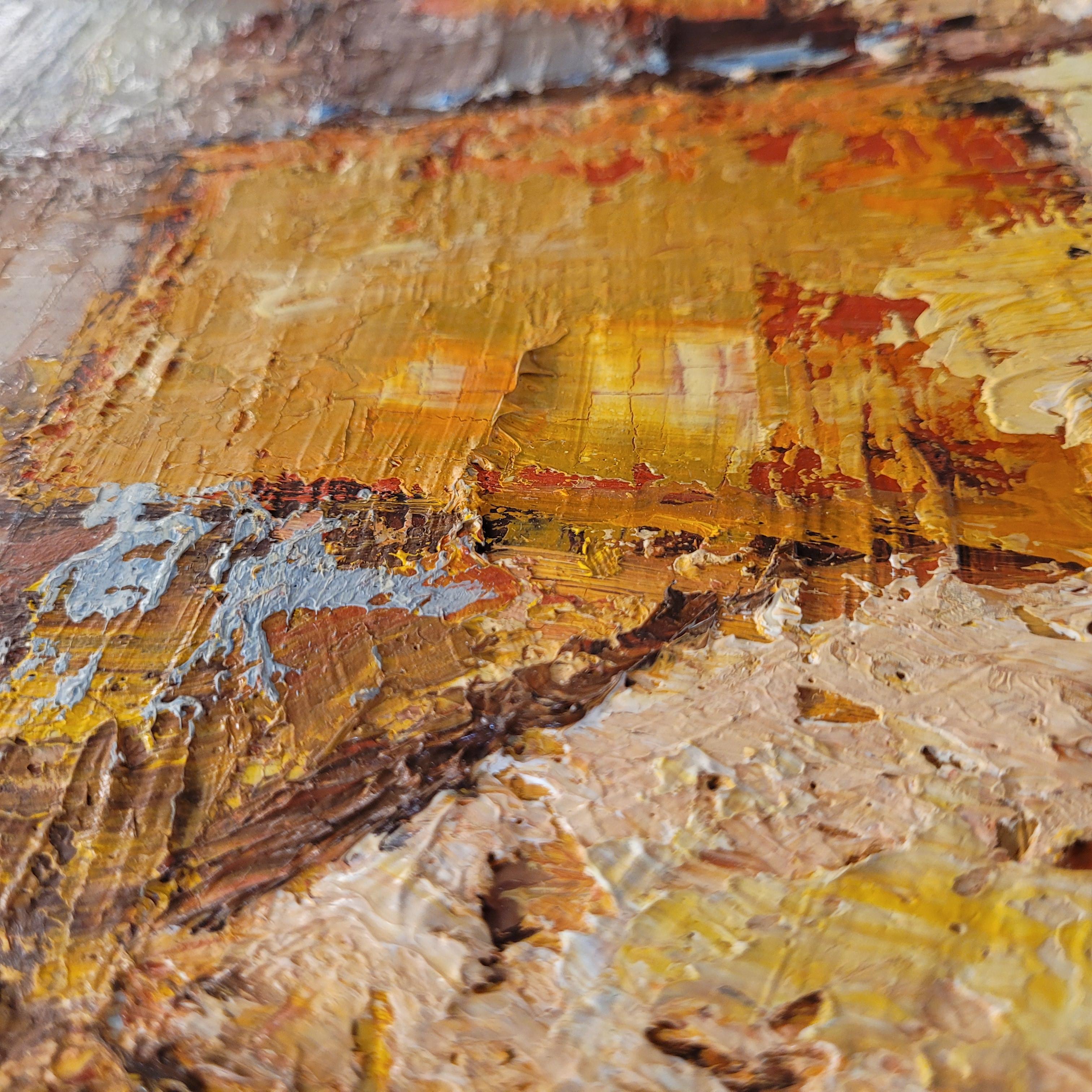 Öl auf Leinwand Französischer Expressionist Elsässisches Dorf von E. Ritter Frankreich im Angebot 11