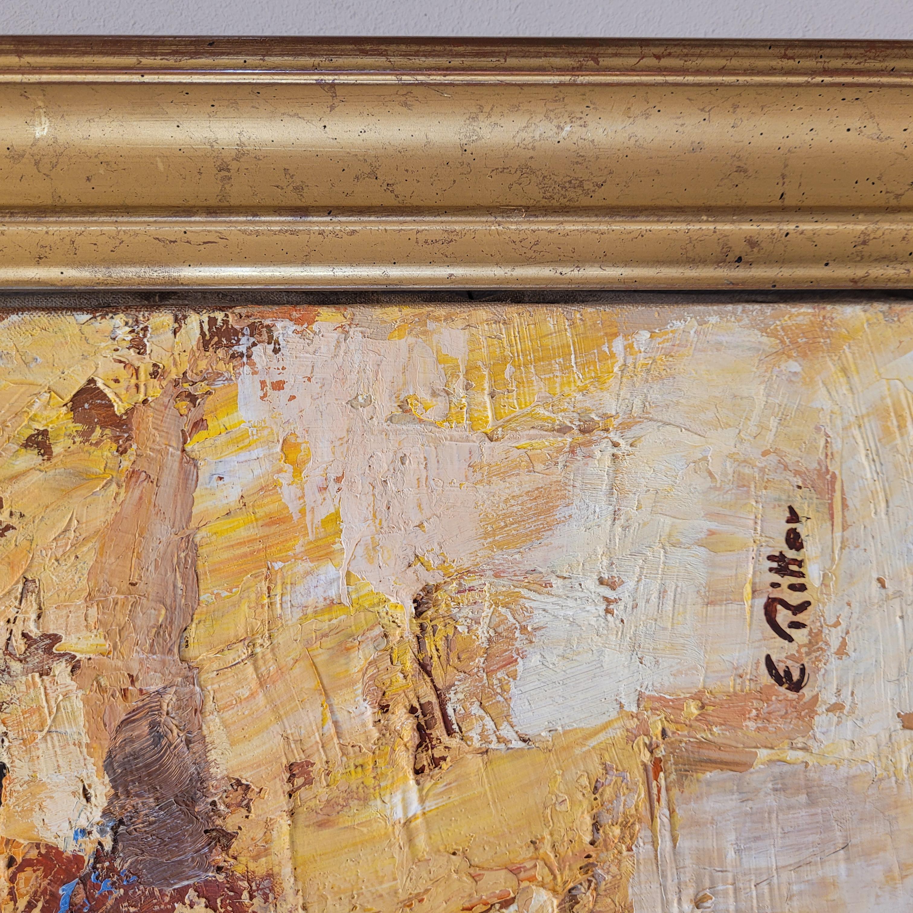 Öl auf Leinwand Französischer Expressionist Elsässisches Dorf von E. Ritter Frankreich im Angebot 15