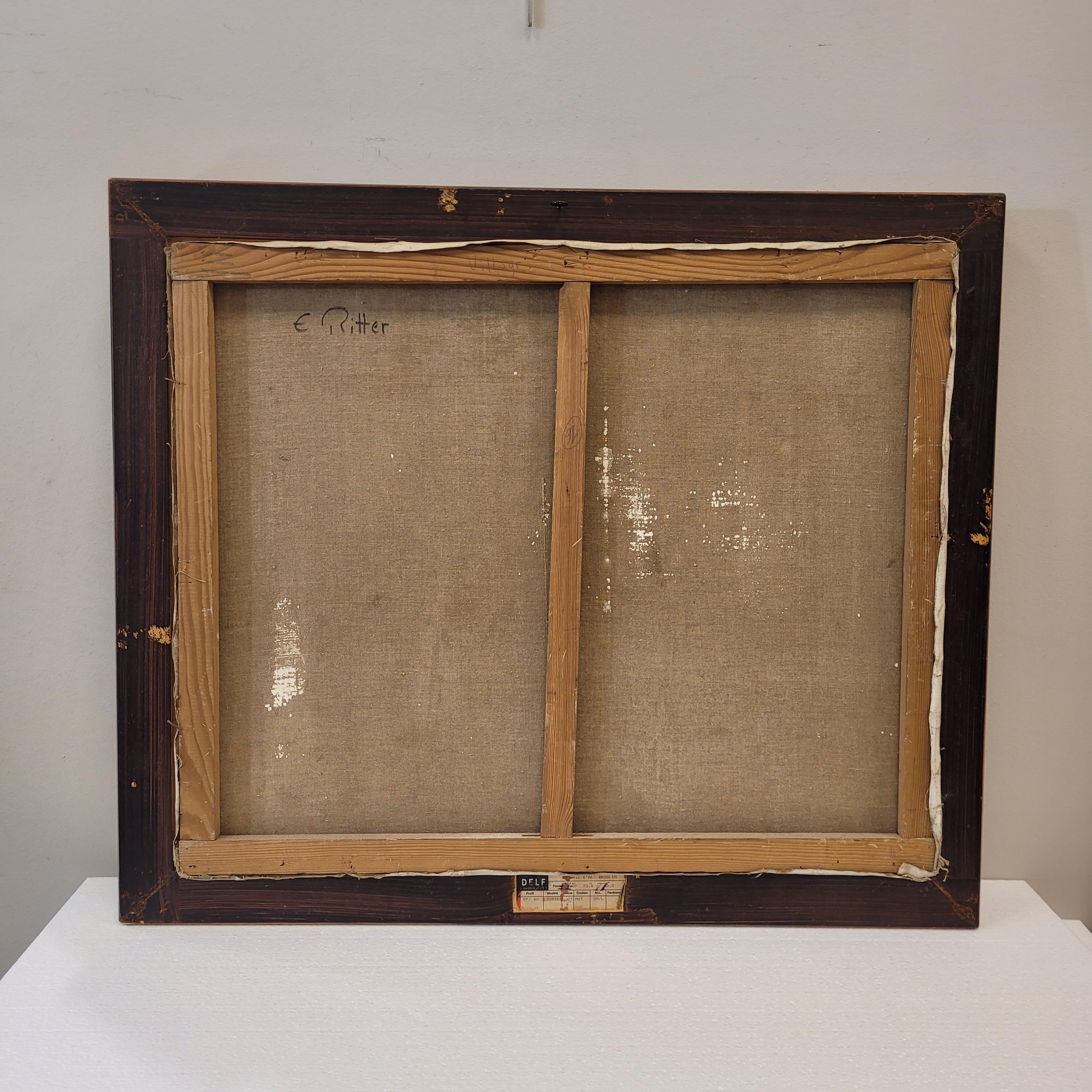 Öl auf Leinwand Französischer Expressionist Elsässisches Dorf von E. Ritter Frankreich im Angebot 16