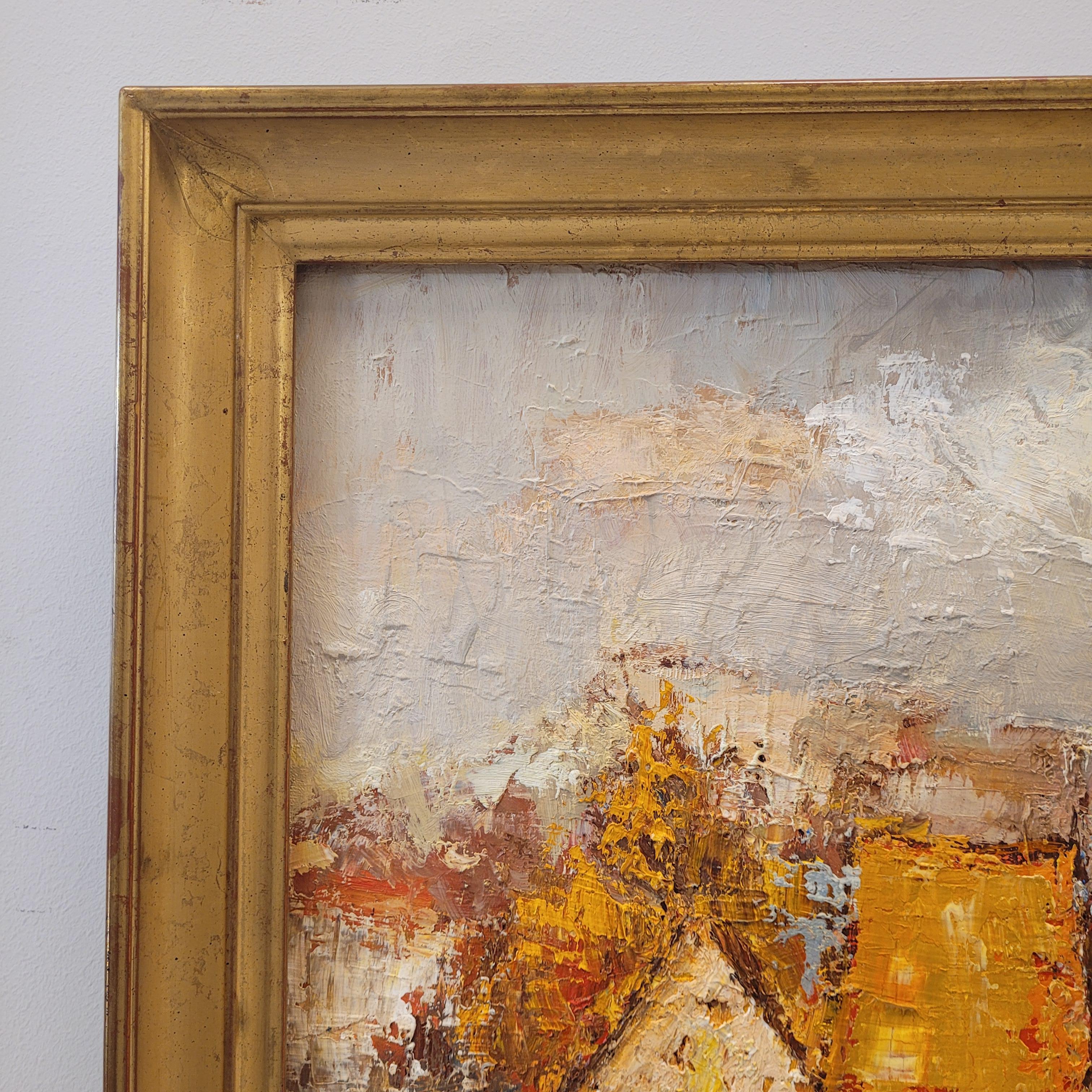 Öl auf Leinwand Französischer Expressionist Elsässisches Dorf von E. Ritter Frankreich im Angebot 4