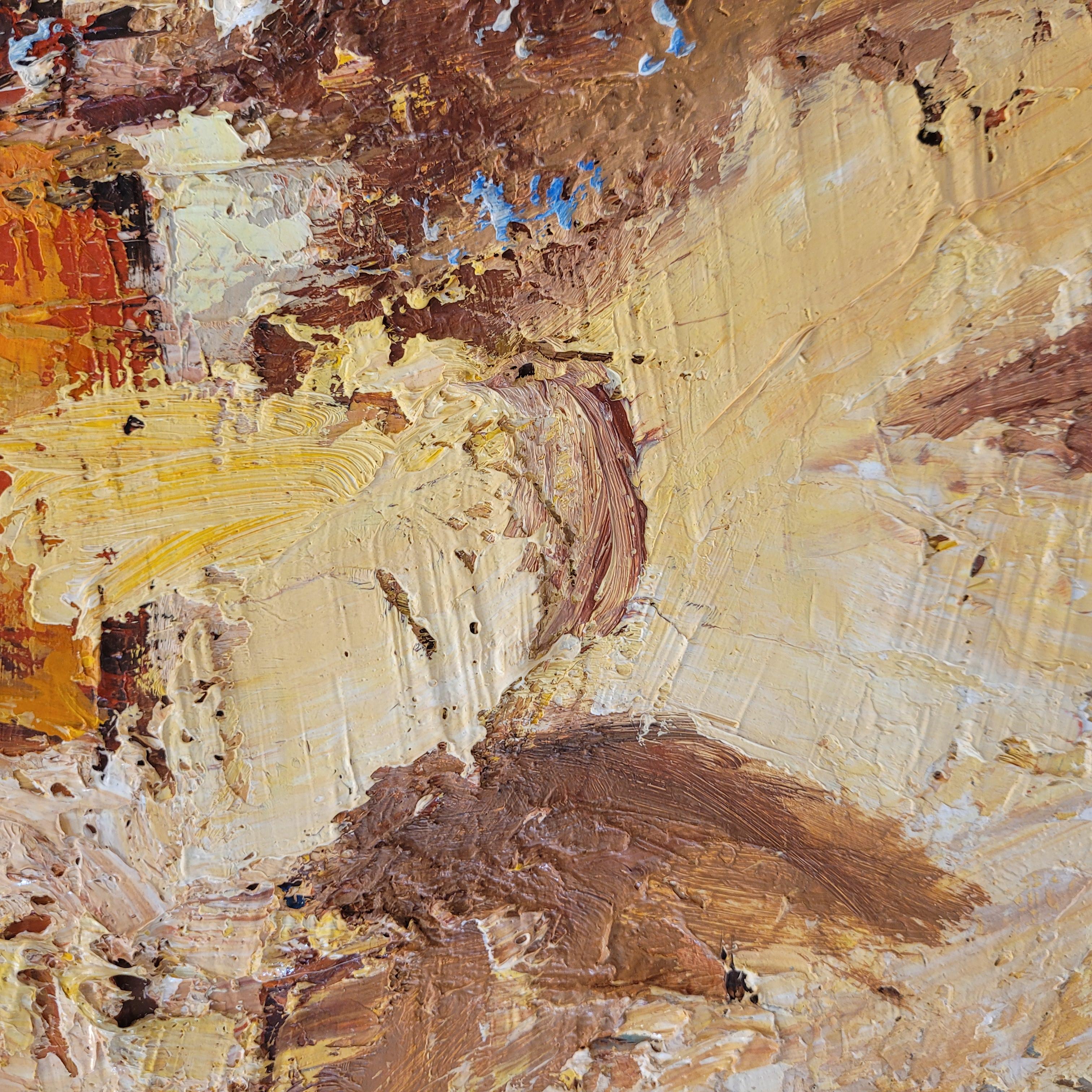 Öl auf Leinwand Französischer Expressionist Elsässisches Dorf von E. Ritter Frankreich im Angebot 6