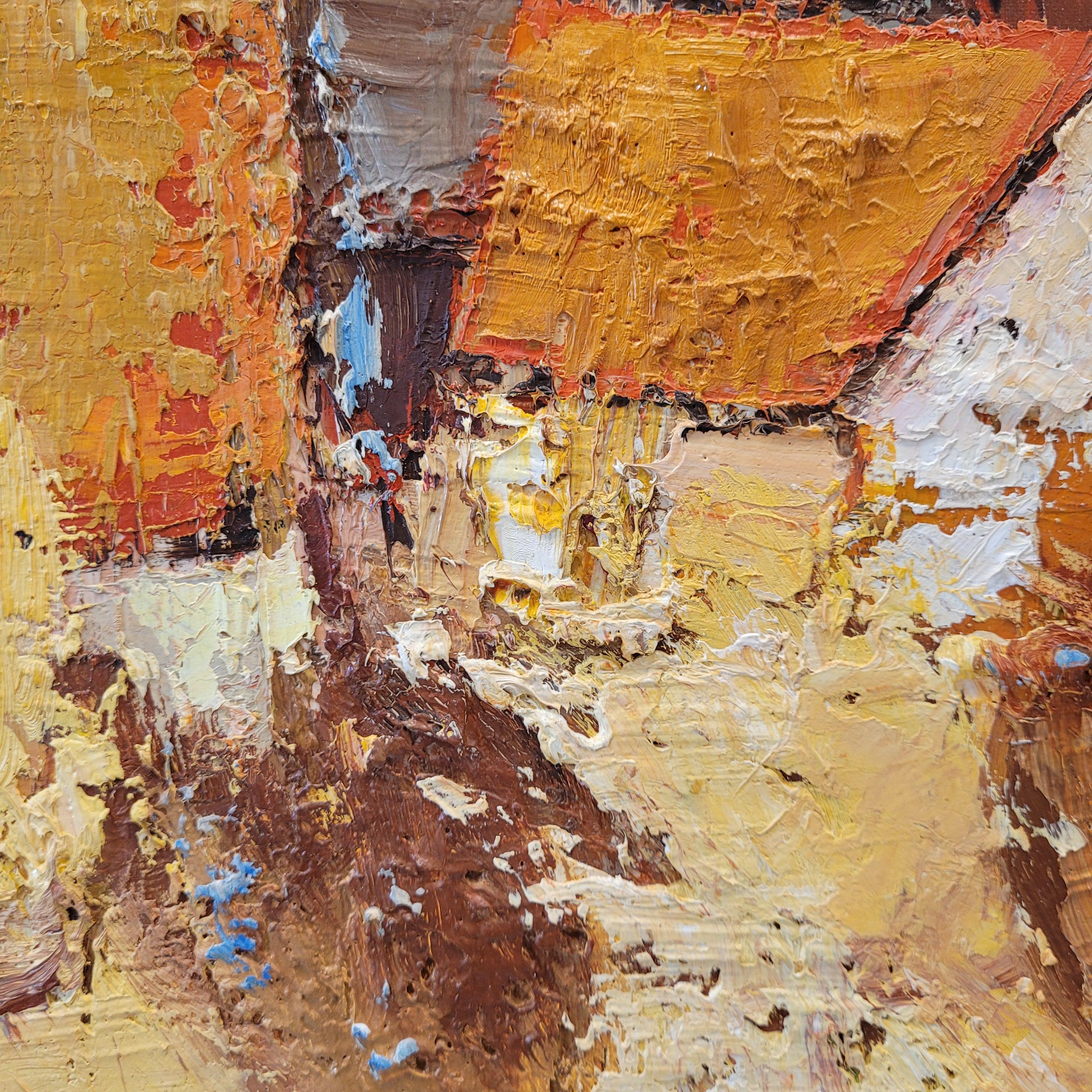 Öl auf Leinwand Französischer Expressionist Elsässisches Dorf von E. Ritter Frankreich im Angebot 7