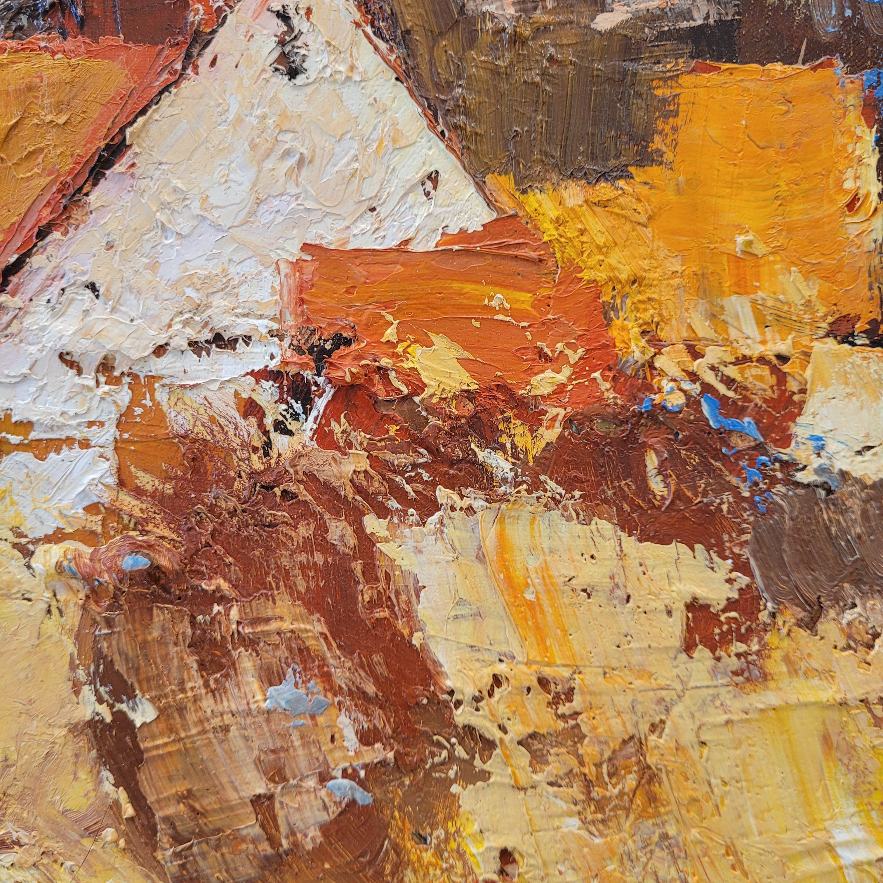 Öl auf Leinwand Französischer Expressionist Elsässisches Dorf von E. Ritter Frankreich im Angebot 8